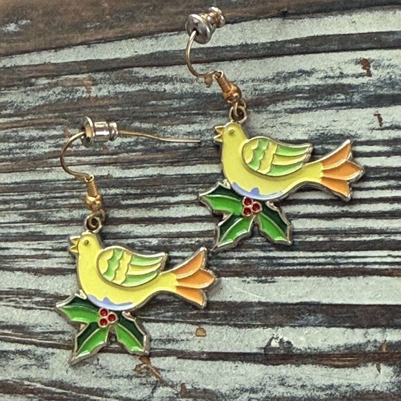 Holiday Earrings - Calling Birds - 12 Days of Christmas #4 - Picture 2 of 3